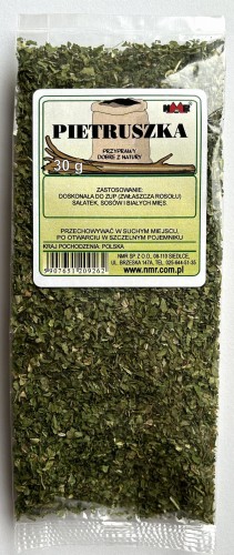 Pietruszka, łączona z innymi ziołami jak koperek, lub estragon, tworzy popularne mieszanki ziół, które nadają daniom wyjątkowy aromat i smak. Świetnie komponuje się z zupami, sałatkami i  daniami mięsnymi.  Pakowana w torebki 30g i słoiki 150 g.